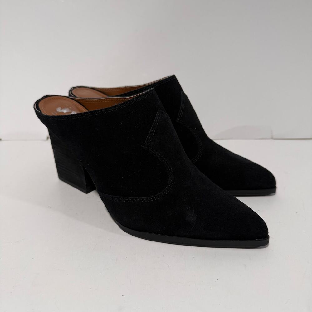 Donald Pliner Women's Vama Mule Heel Shoes Western Suede Black 8.5  Pointed Toe‎